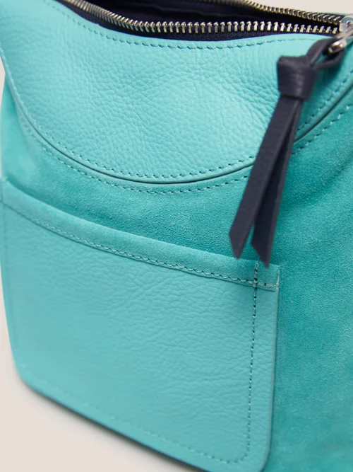Mini Fleur Crossbody-Tasche aus Wildleder - Hell-Blaugrün - Einheitsgröße Bild 2
