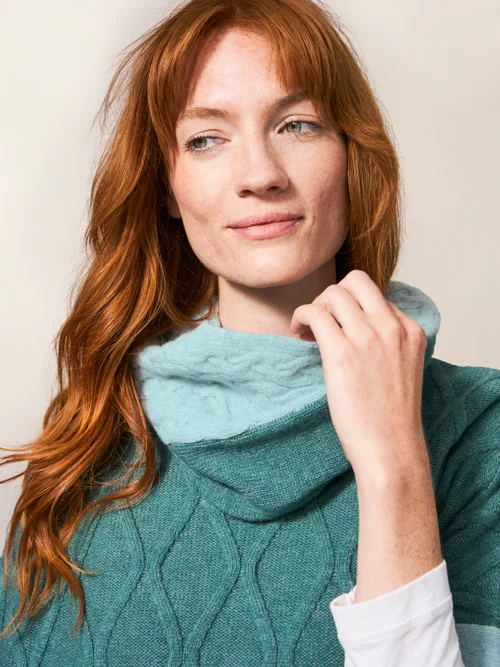Fern Strickponcho - Mittel-Blaugrün - Einheitsgröße Bild 3