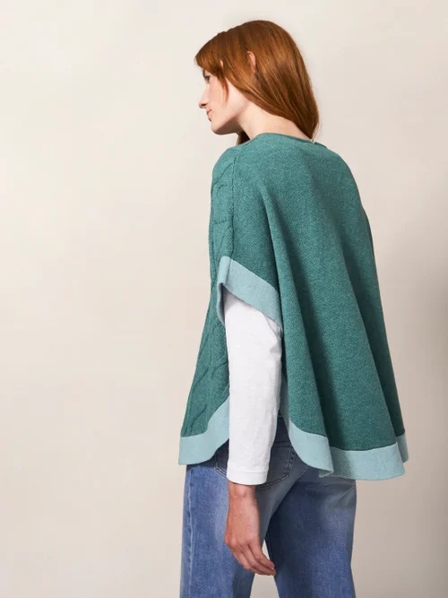Fern Strickponcho - Mittel-Blaugrün - Einheitsgröße Bild 4