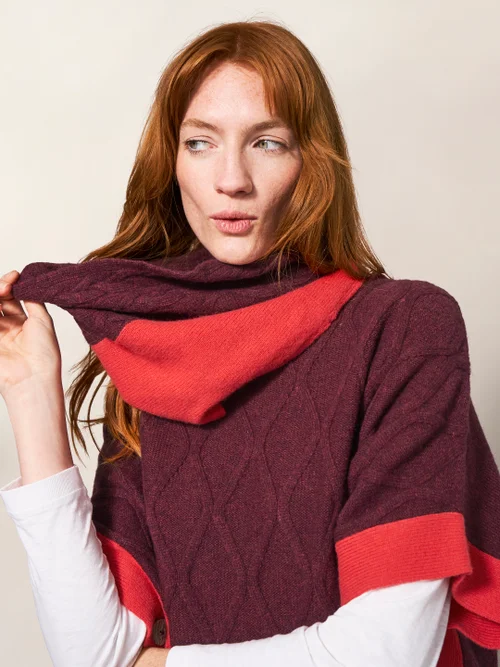 Fern Strickponcho - Mittelviolett - Einheitsgröße Bild 2