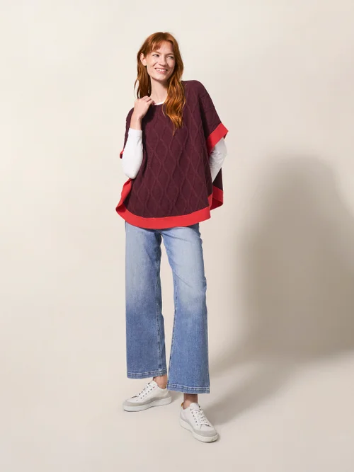 Fern Strickponcho - Mittelviolett - Einheitsgröße Bild 3
