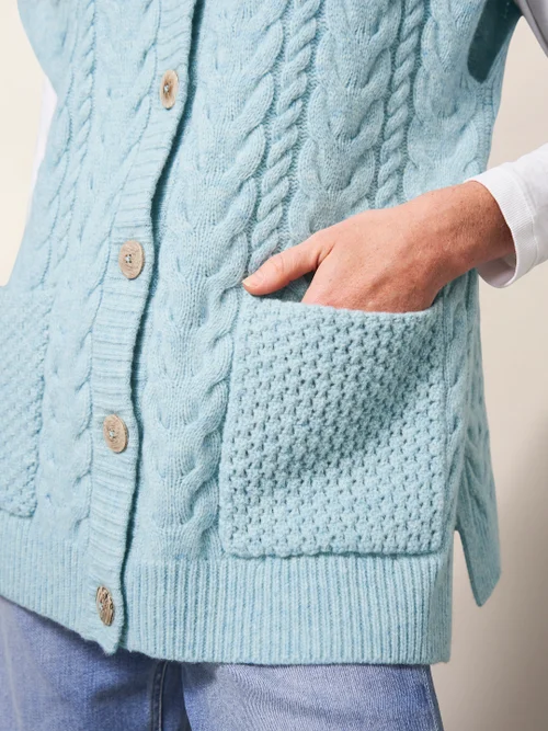 Chestnut Zopfstrickponcho mit Taschen - Hellblau - S Bild 2