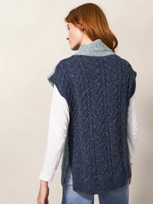 Chestnut Zopfstrickponcho mit Taschen - Grau Mehrfarbig - S Bild 4