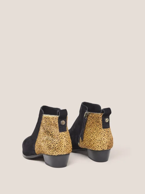 Willow Stiefeletten Wildleder und Ponyfelloptik - Schwarzer Aufdruck - 39 Bild 4