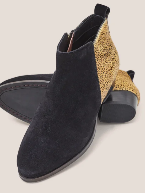 Willow Stiefeletten Wildleder und Ponyfelloptik - Schwarzer Aufdruck - 36 Bild 2