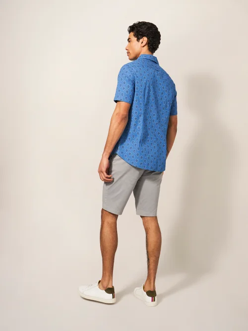 Block Kurzarmhemd mit Blatt-Print - Hellblau - S Bild 4