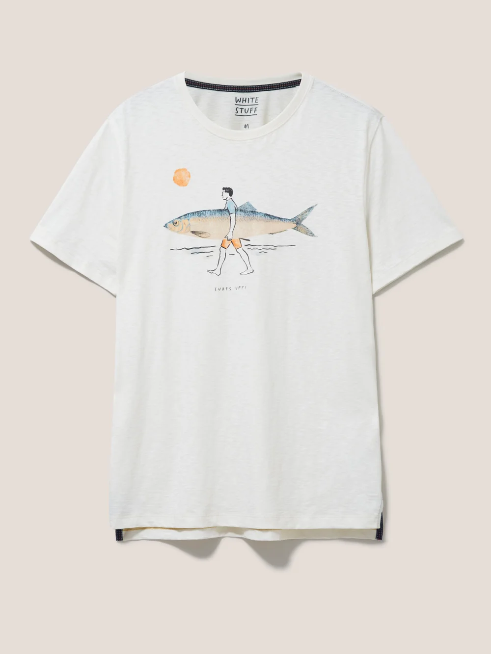 T-Shirt mit Fisch- und Surfboardmotiv - Naturweiß - S Bild 1