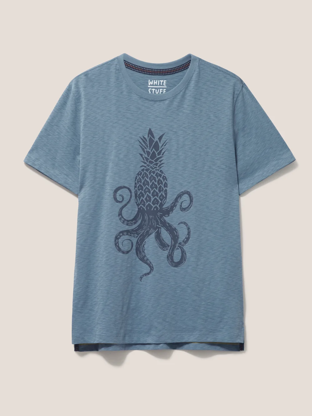 T-Shirt mit Ananas- und Oktopusmotiv - Mittelblau - S Bild 1