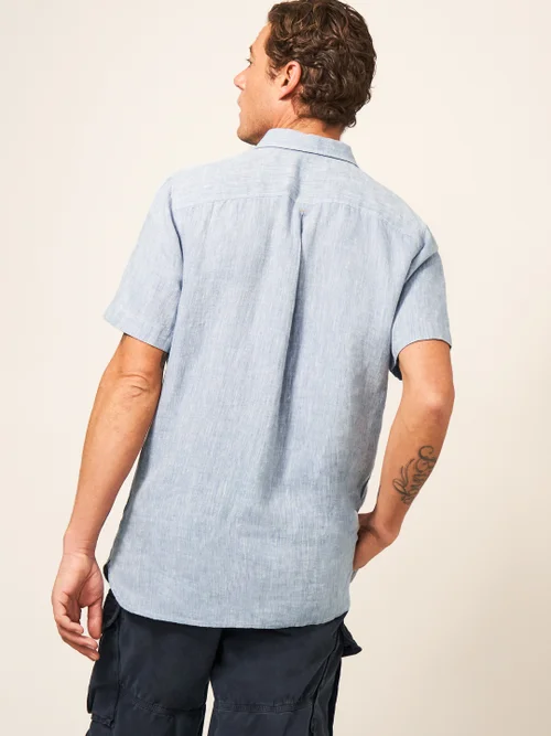 Pembroke Kurzarmhemd aus Leinen - Chambray-Blau - S Bild 4