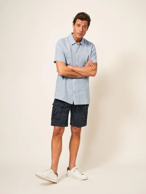 Pembroke Kurzarmhemd aus Leinen - Chambray-Blau - S Bild 3