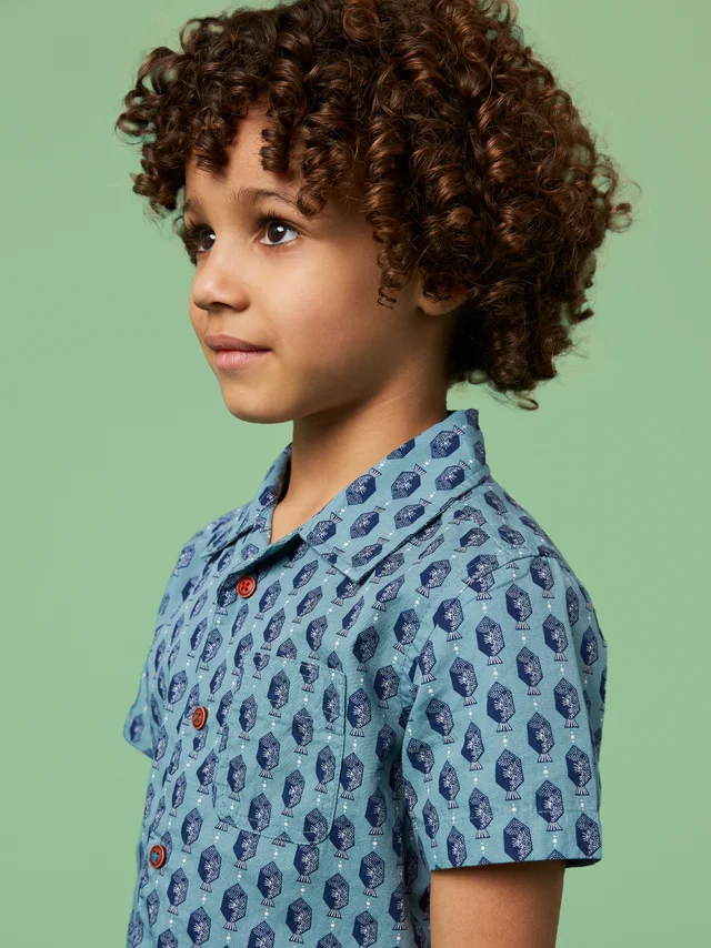 Mini Kurzarmshirt mit Fisch-Print