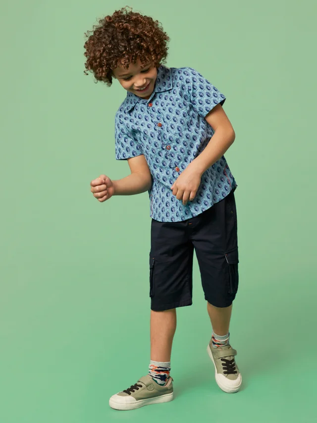 Mini Kurzarmshirt mit Fisch-Print