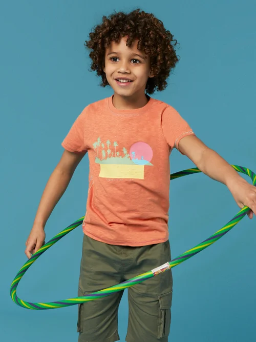 Sonnenuntergang Grafik-T-Shirt - Dunkel-Koralle - 3-4 Jahre Bild 2