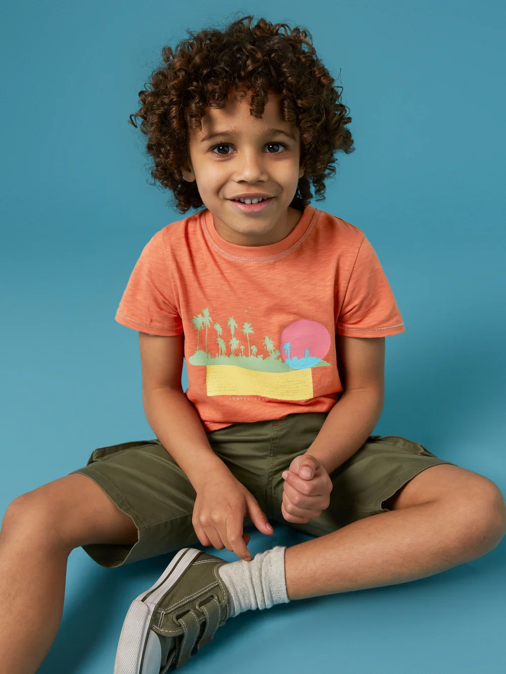 Sonnenuntergang Grafik-T-Shirt - Dunkel-Koralle - 3-4 Jahre Bild 1