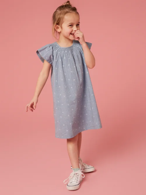 Rüschenkleid aus Chambray - Chambray-Blau - 45019 Bild 1