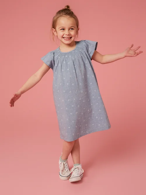 Rüschenkleid aus Chambray - Chambray-Blau - 45019 Bild 3