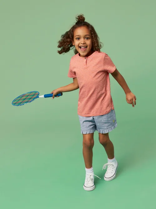 Rüschenshorts aus Chambray - Chambray-Blau - 45145 Bild 1