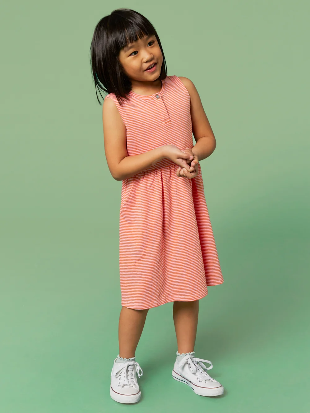 Casey Gestreiftes ärmelloses Kleid - Pink Mehrfarbig - 3-4 Jahre Bild 1