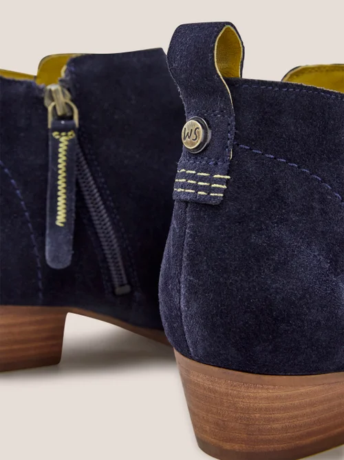 Weite Stiefeletten aus Wildleder - Dunkel-Marineblau - 4 Bild 2