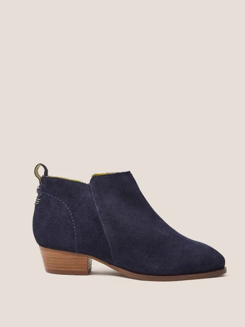 Weite Stiefeletten aus Wildleder - Dunkel-Marineblau - 4 Bild 4