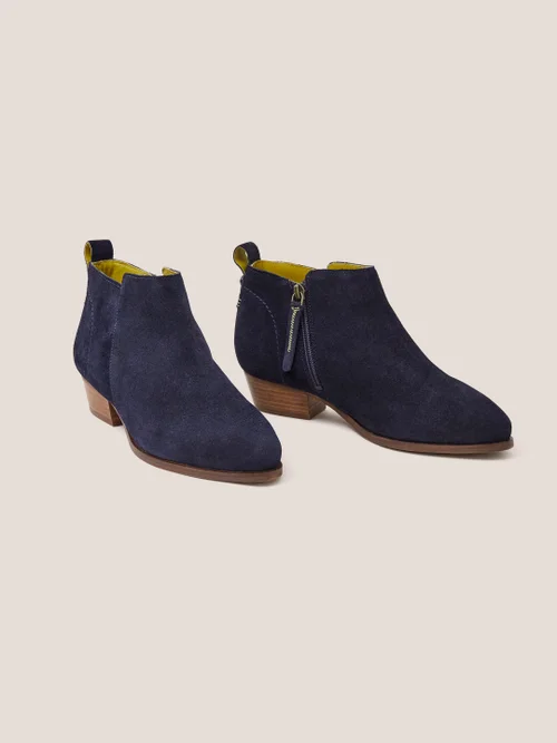 Weite Stiefeletten aus Wildleder - Dunkel-Marineblau - 4 Bild 3