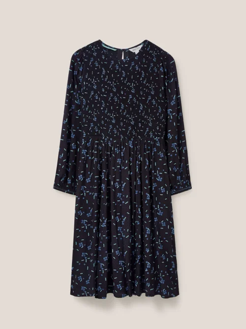 Aneth Gerafftes Kleid aus EcoVero - Schwarzer Aufdruck - 34 Bild 1