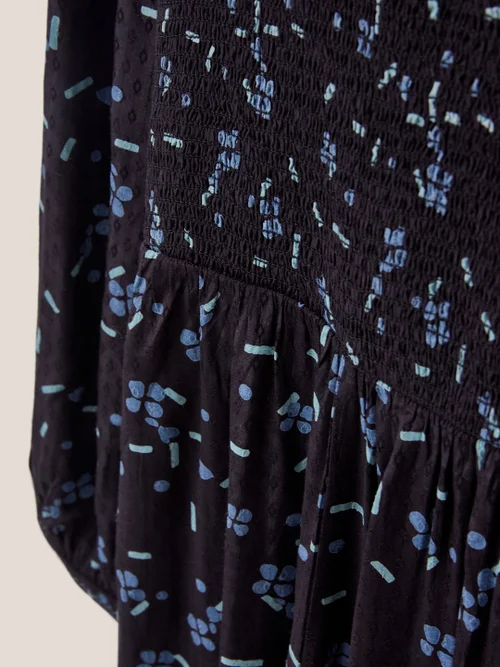 Aneth Gerafftes Kleid aus EcoVero - Schwarzer Aufdruck - 34 Bild 2