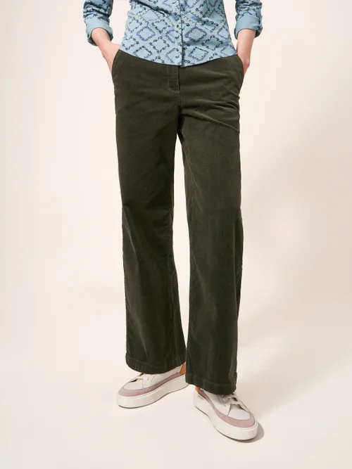 Belle Kordhose mit weitem Bein - Khaki-Grün - 38 Bild 2