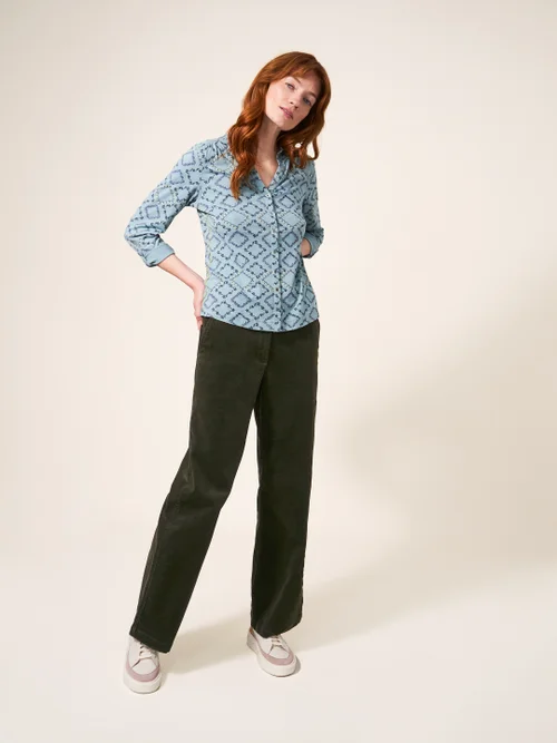 Belle Kordhose mit weitem Bein - Khaki-Grün - 38 Bild 1