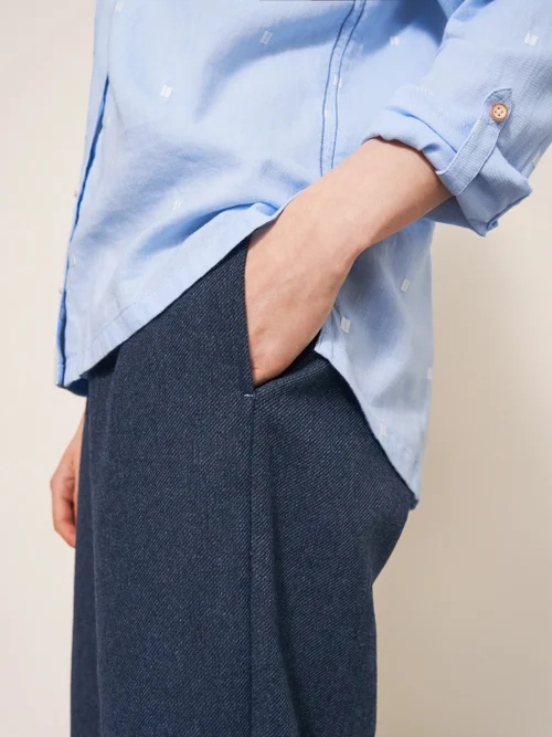 Belle Tweedhose mit weitem Bein - Marineblau Mehrfarbig - 38 Bild 2