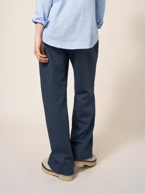 Belle Tweedhose mit weitem Bein - Marineblau Mehrfarbig - 38 Bild 3