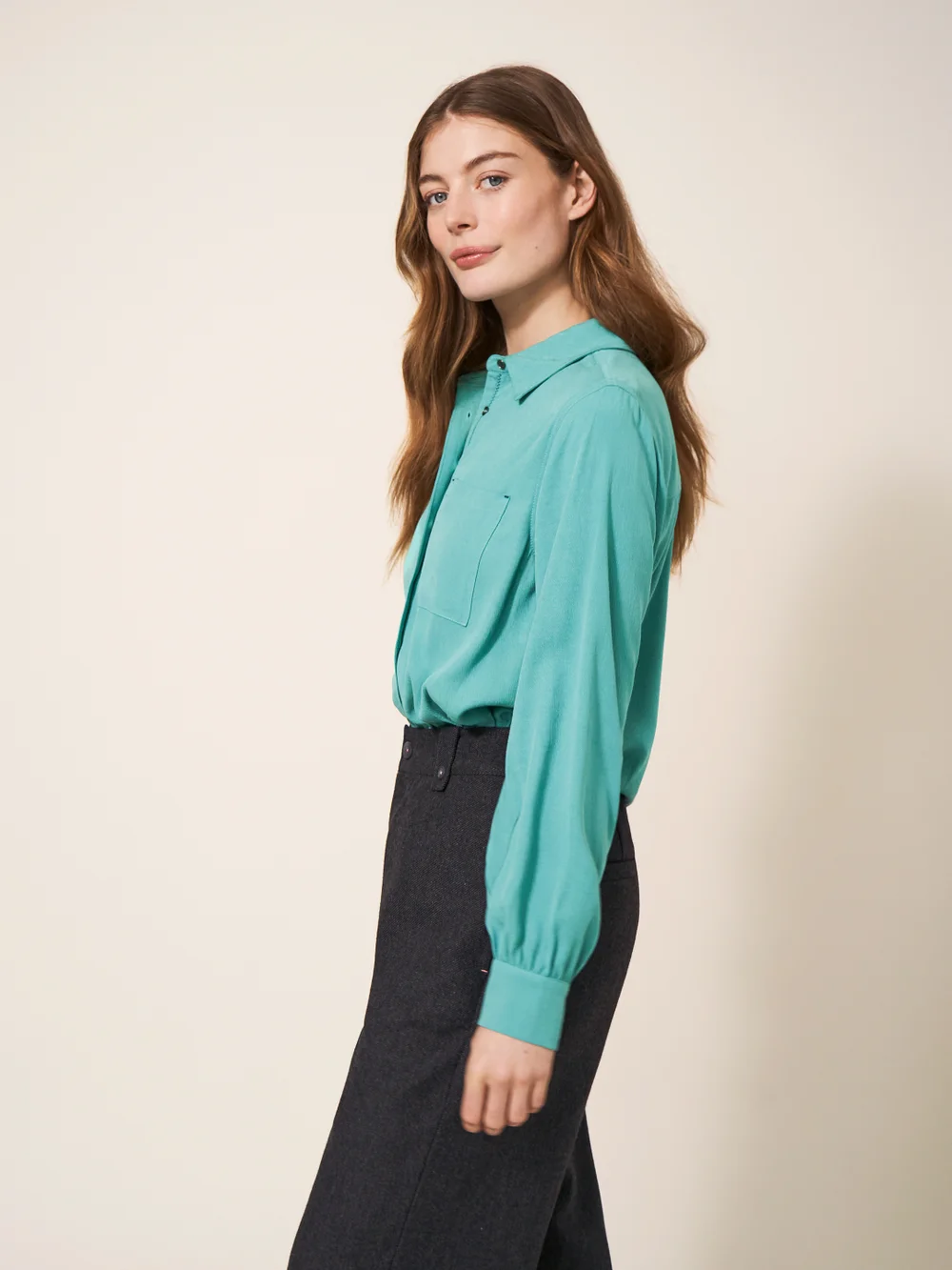 Ella Bluse - Mittel-Blaugrün - 34 Bild 1