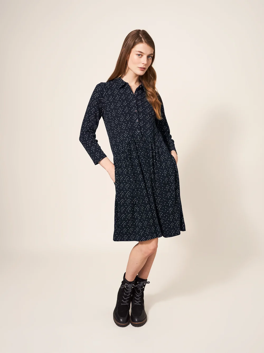 Everly Blusenkleid aus Rippenjersey - Schwarz Mehrfarbig - 34 Bild 1