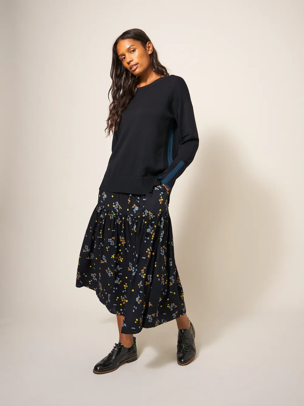 Jamima EcoVero Midirock - Schwarz Mehrfarbig - 38 Bild 1