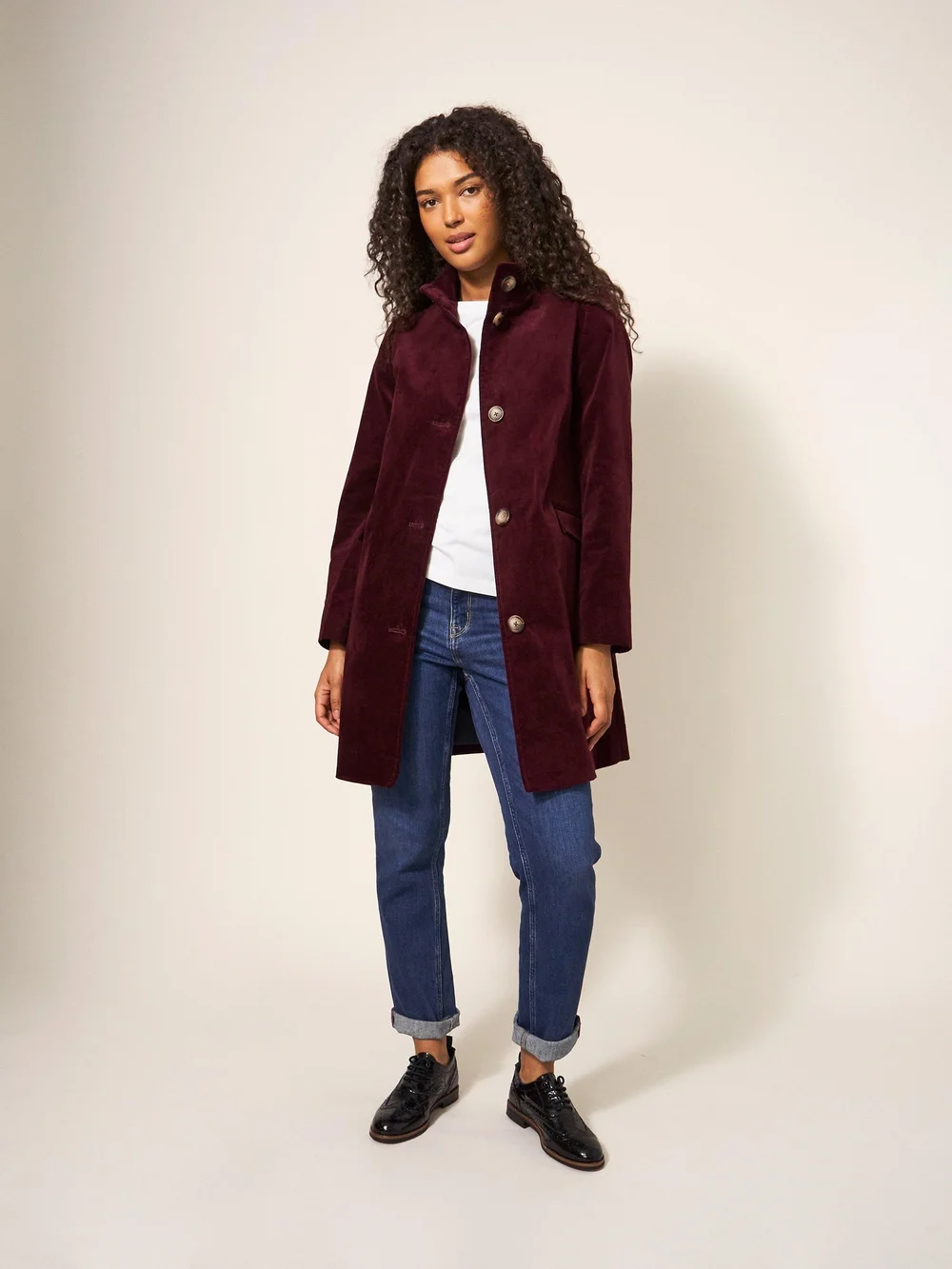 Karla Samtmantel - Dk Plum - 38/R Bild 1