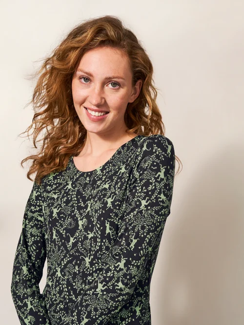 Madeline EcoVero Jerseykleid - Schwarz Mehrfarbig - 38 Bild 2