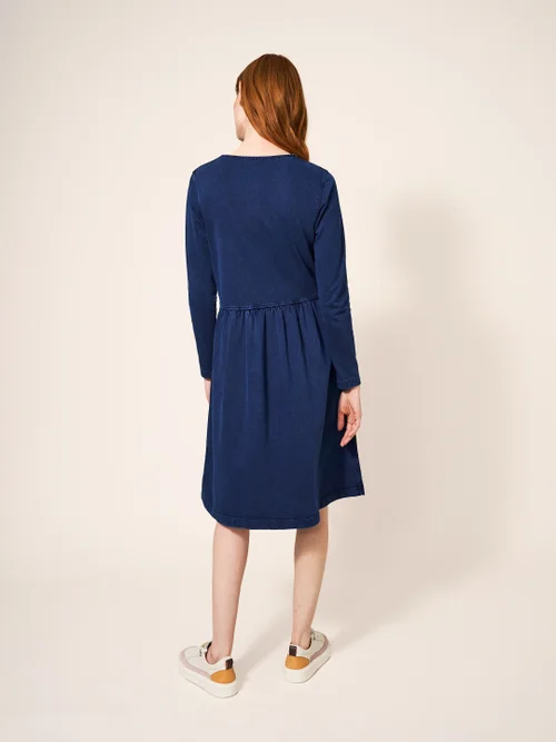 Marsia Gestreiftes Jerseykleid - Mittel-Denim - 34 Bild 3