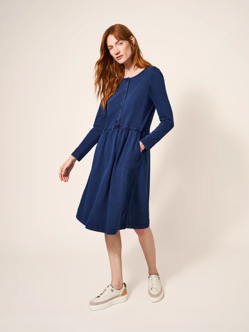 Marsia Gestreiftes Jerseykleid - Mittel-Denim - 34 Bild 1