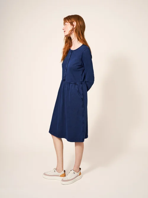 Marsia Gestreiftes Jerseykleid - Mittel-Denim - 34 Bild 2