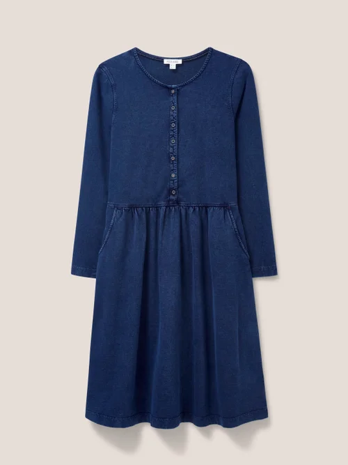 Marsia Gestreiftes Jerseykleid - Mittel-Denim - 34 Bild 4