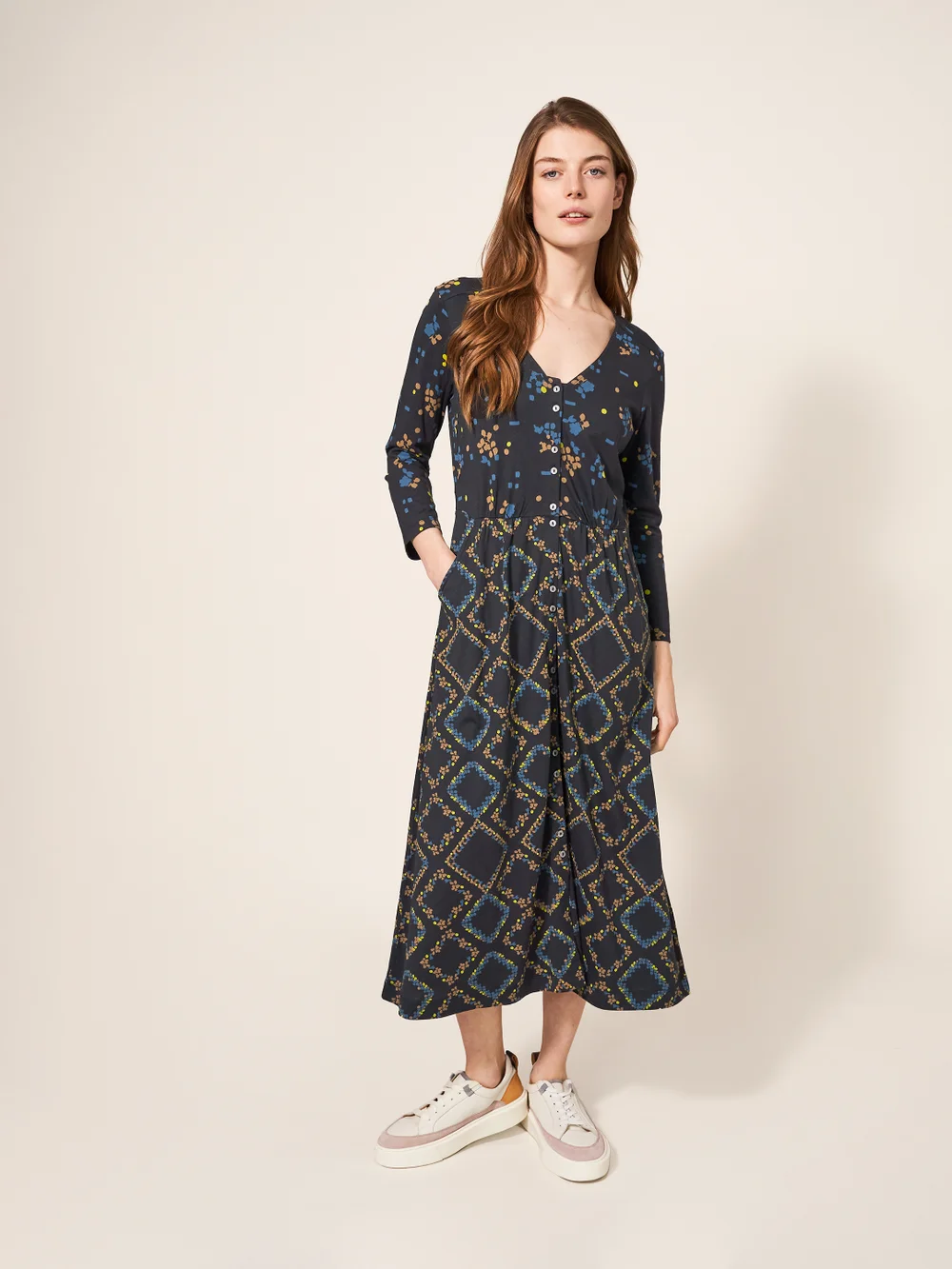 Mia Jerseykleid - Schwarz Mehrfarbig - 38 Bild 1