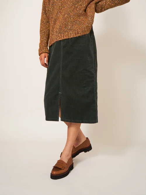 Poppy Midirock aus Bio-Cord - Khaki-Grün - 34 Bild 1