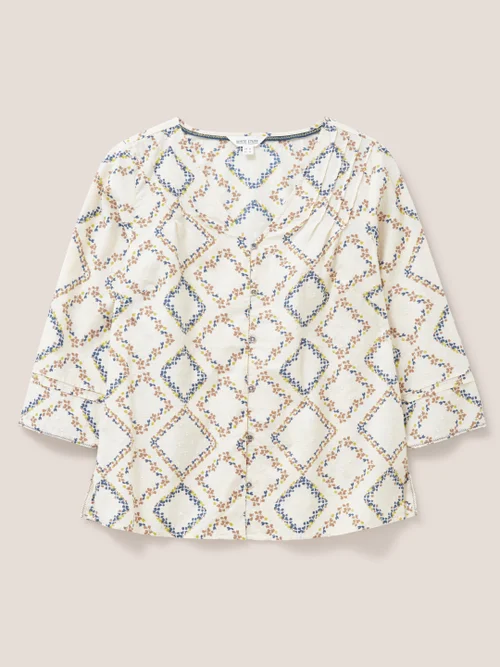 Rae Bluse aus Bio-Baumwolle - Elfenbeinfarbener Aufdruck - 34 Bild 4