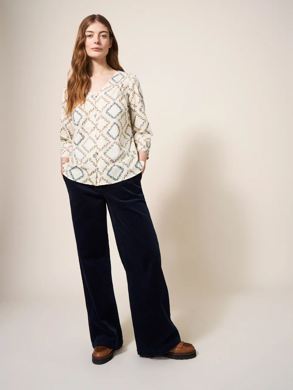 Rae Bluse aus Bio-Baumwolle - Elfenbeinfarbener Aufdruck - 34 Bild 1