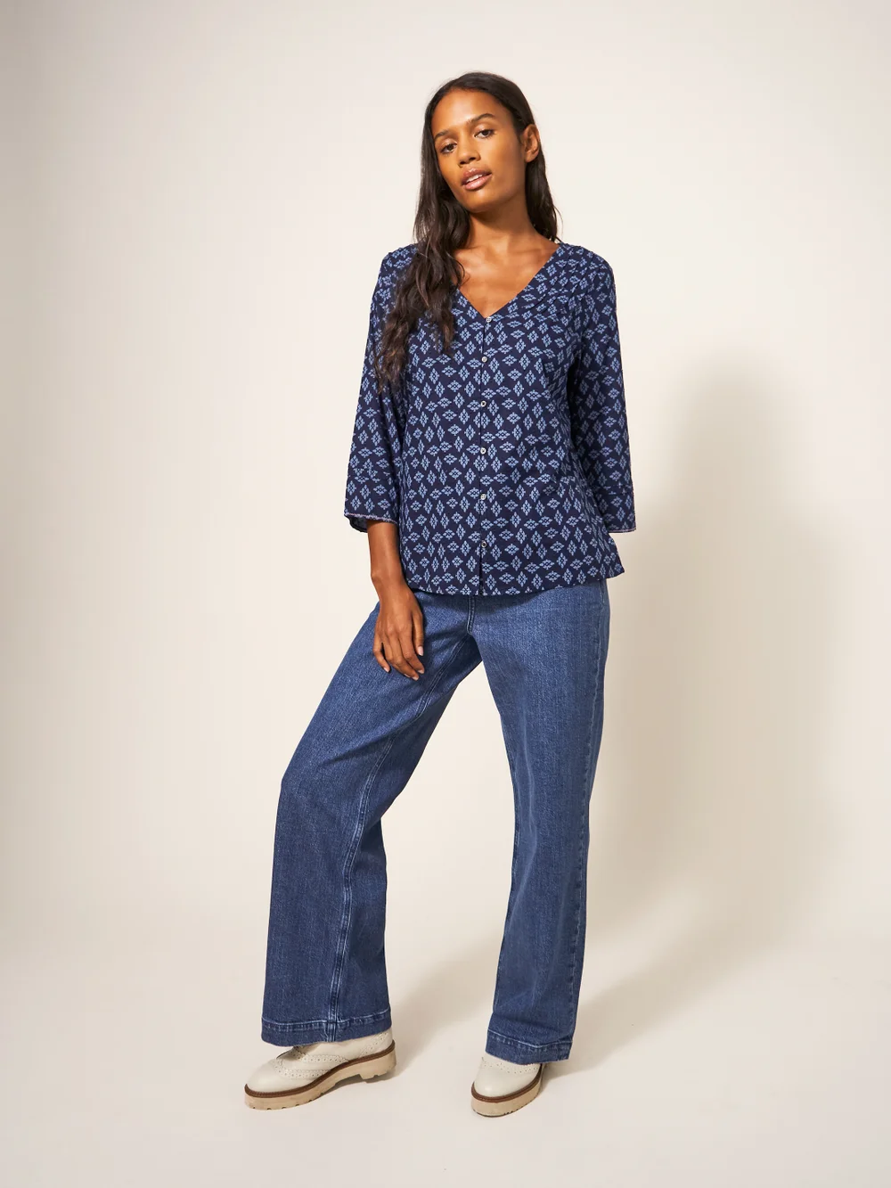 Rae Bluse aus Bio-Baumwolle - Marineblau Mehrfarbig - 34 Bild 1