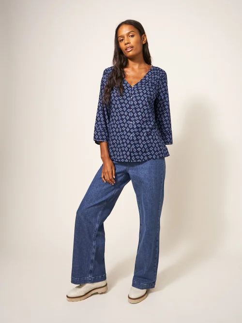 Rae Bluse aus Bio-Baumwolle - Marineblau Mehrfarbig - 34 Bild 1