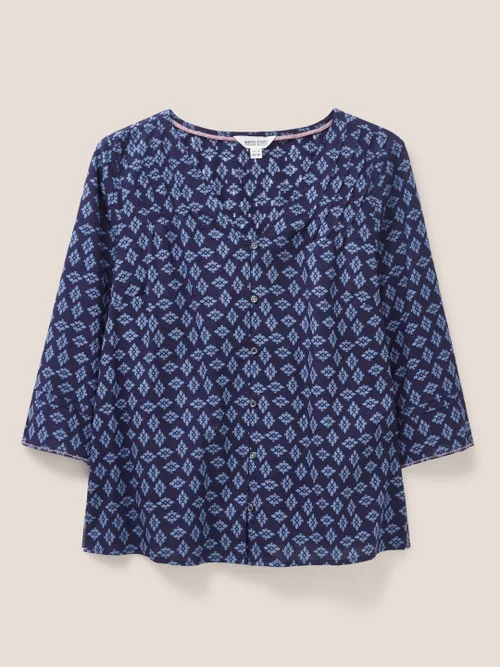 Rae Bluse aus Bio-Baumwolle - Marineblau Mehrfarbig - 34 Bild 4