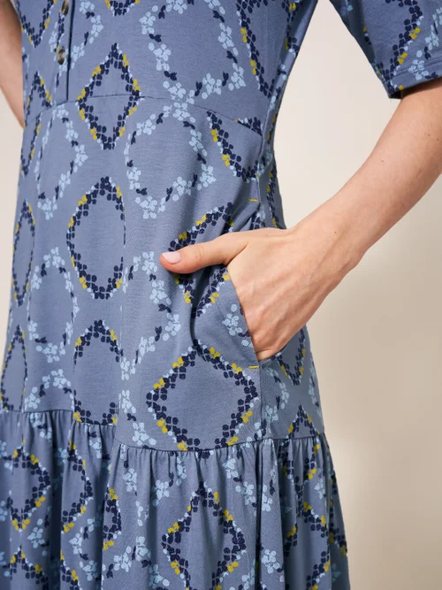 Sabina Jerseykleid - Blau Mehrfarbig - 38 Bild 2