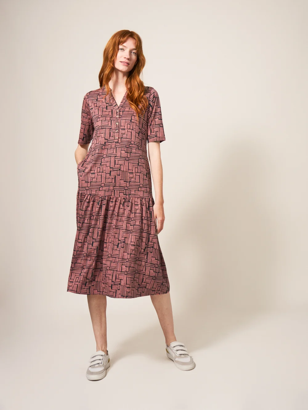 Sabina Jerseykleid - Rot Mehrfarbig - 38 Bild 1