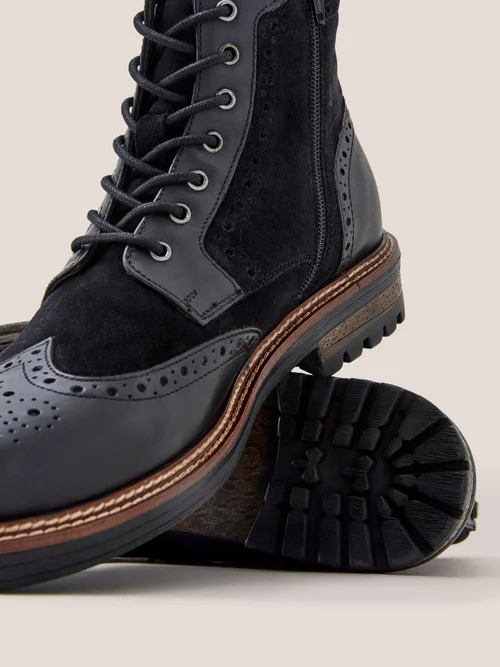 Brogue Schnürstiefel aus Leder - Pure Blk - 42 Bild 4